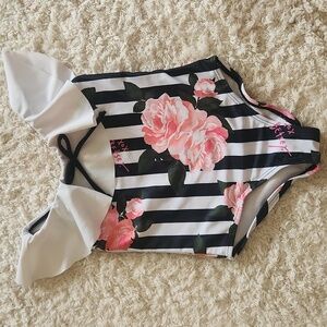 Betsy Johnson Floral Striped Ruffle Baby Girl 12 Months EUC Swimsuit